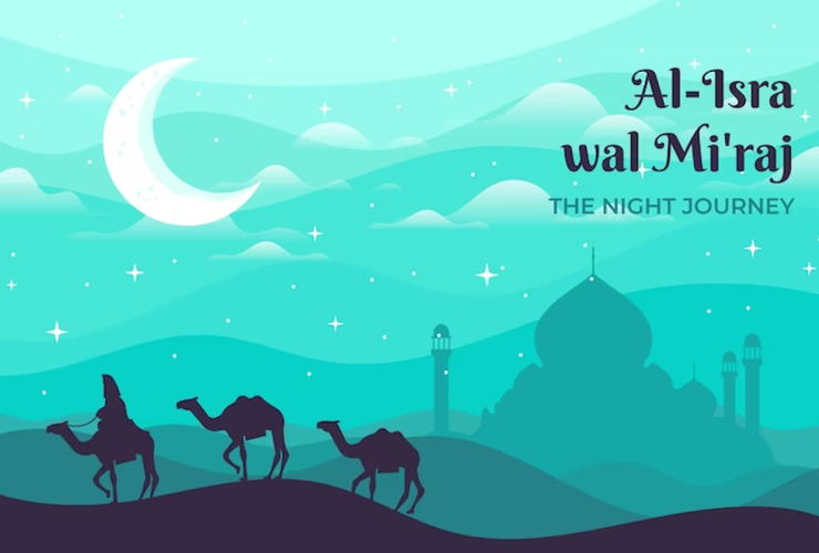 Ilustrasi peringatan Isra Miraj Nabi Muhammad SAW 2026 dengan nuansa islami dan cahaya spiritual