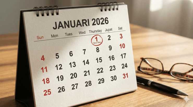 Kalender Januari 2026 menandai libur nasional Isra Mikraj Nabi Muhammad SAW pada 16 Januari