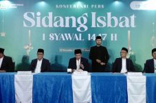 Konferensi pers penetapan 1 Syawal 1447 Hijriah oleh Kementerian Agama Republik Indonesia di Auditorium HM Rasjidi, Kamis (19/3/2026).