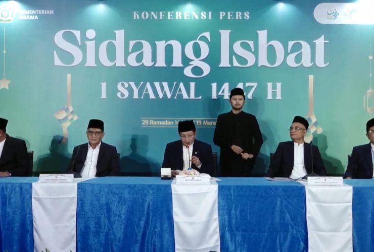 Konferensi pers penetapan 1 Syawal 1447 Hijriah oleh Kementerian Agama Republik Indonesia di Auditorium HM Rasjidi, Kamis (19/3/2026).